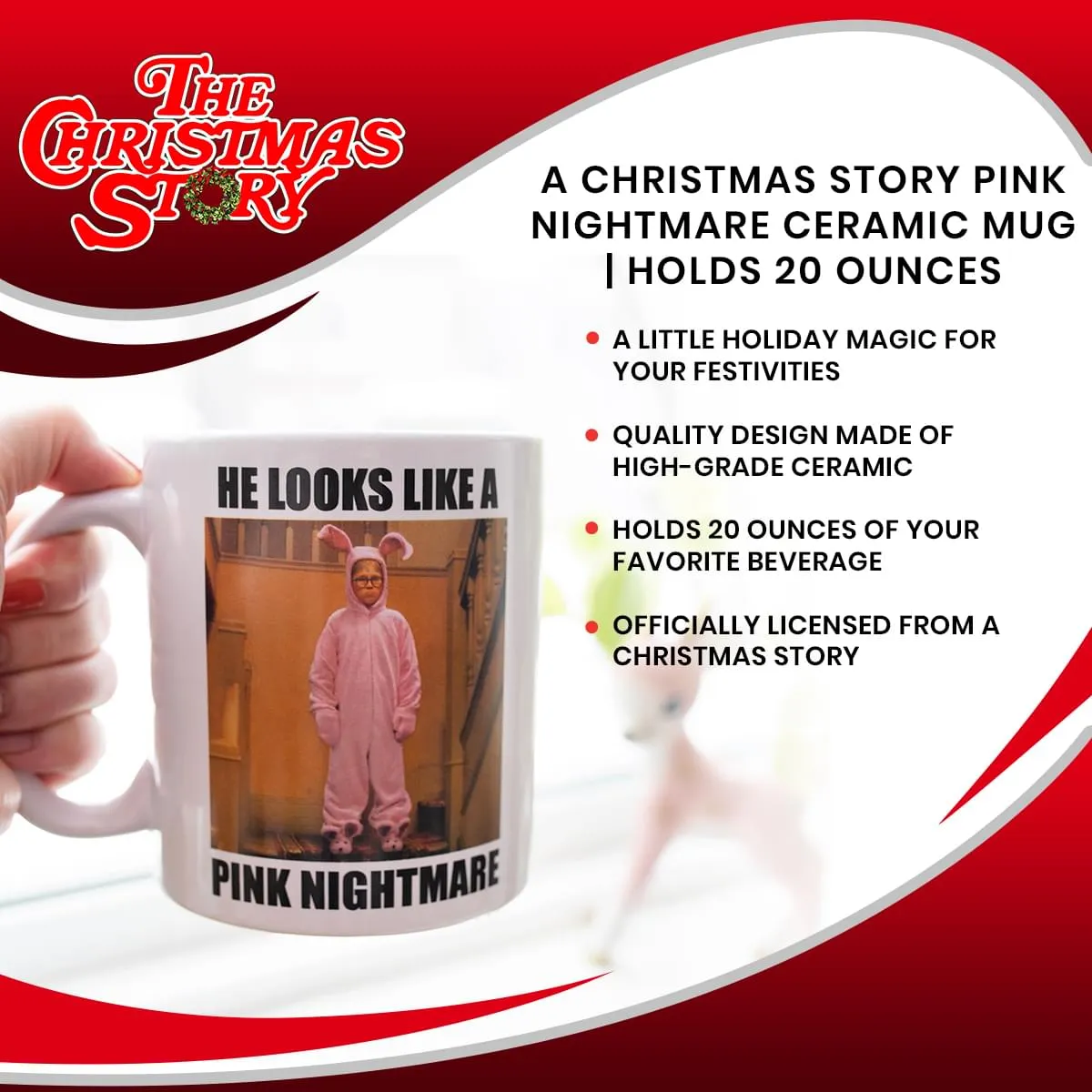 A Christmas Story Pink Nightmare Ceramic Mug | Holds 20 Ounces