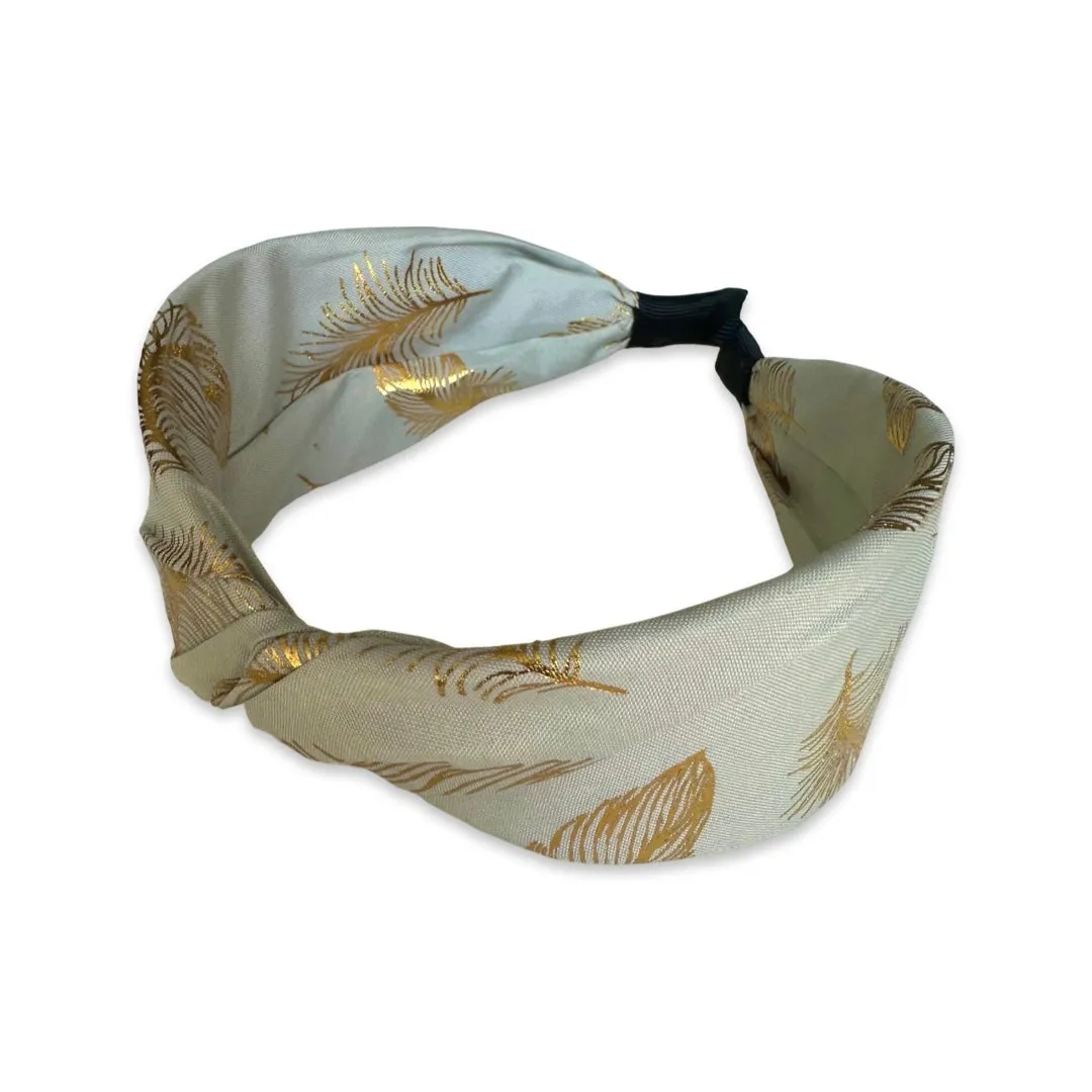 Abby Gold Feather Knot Headband