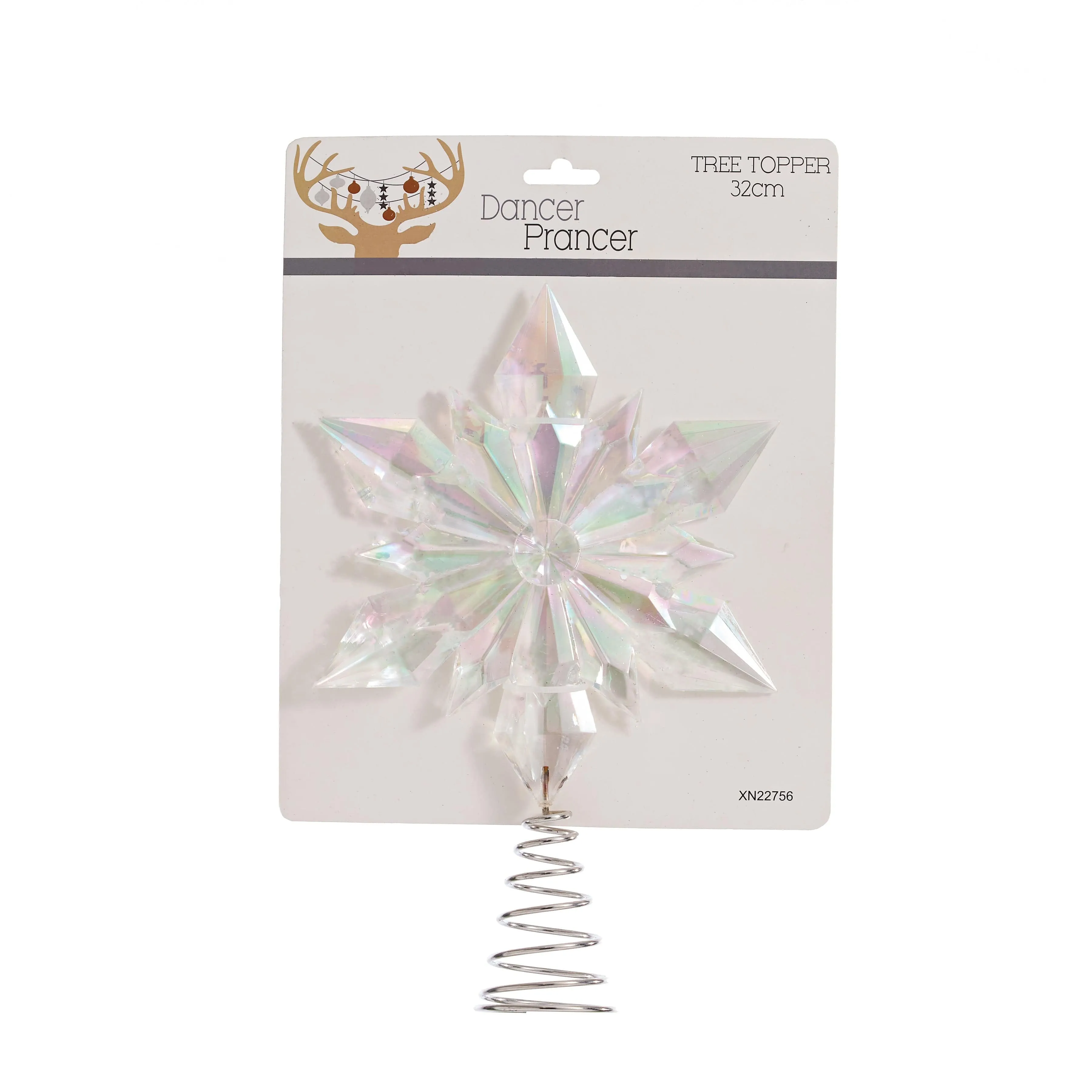 Acrylic Snowflake Tree Topper Iridescent Finish (32cm)