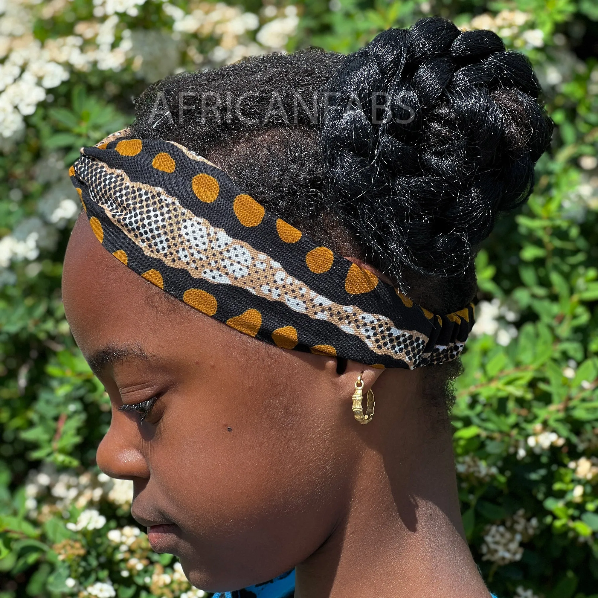 African print Headband - Kids - Hair Accessories - Brown / Black Bogolan