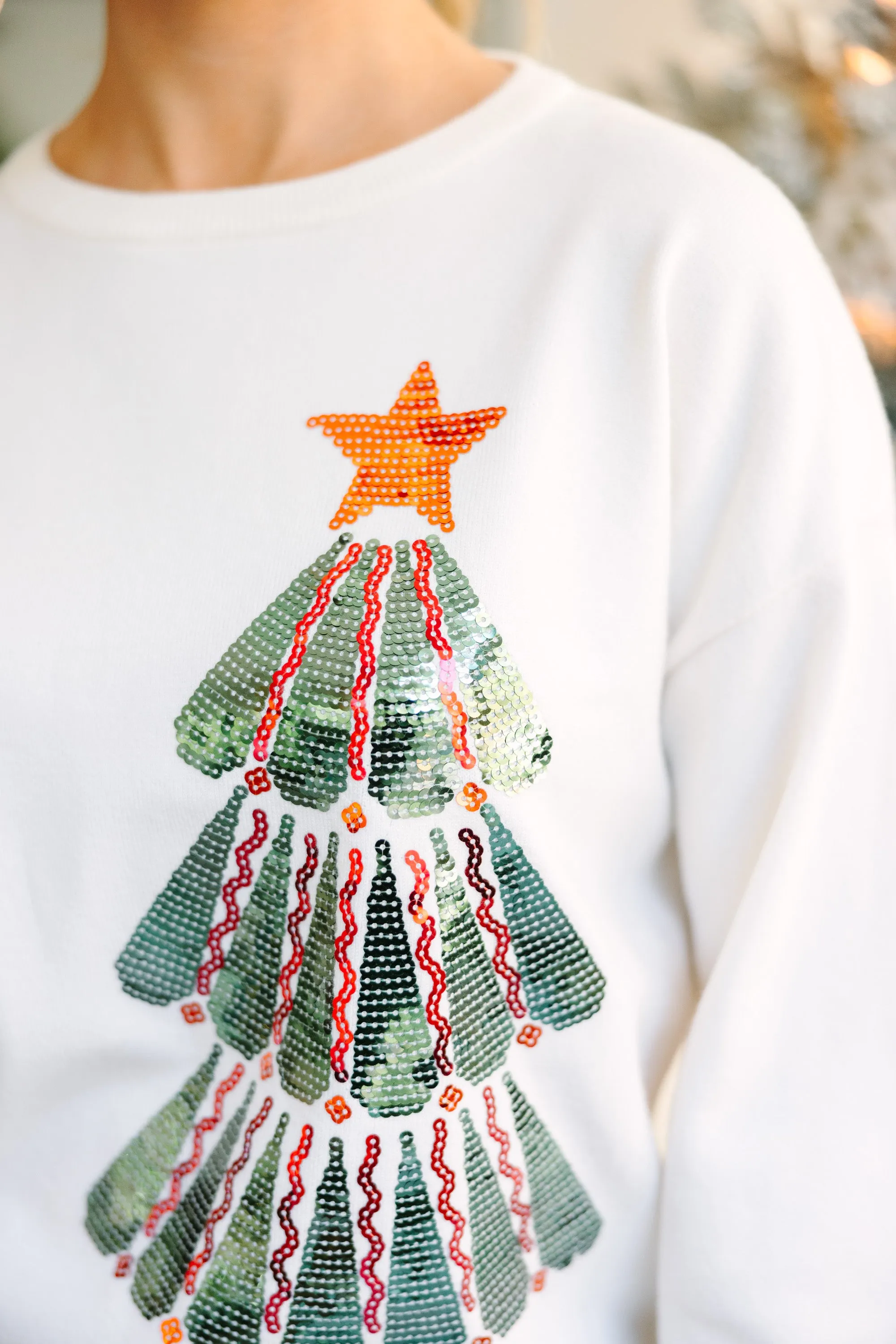 All Is Bright White Sequin Sweater