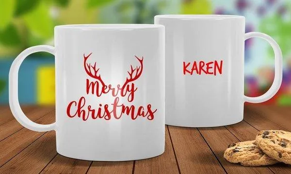 Antler White Plastic Christmas Mug