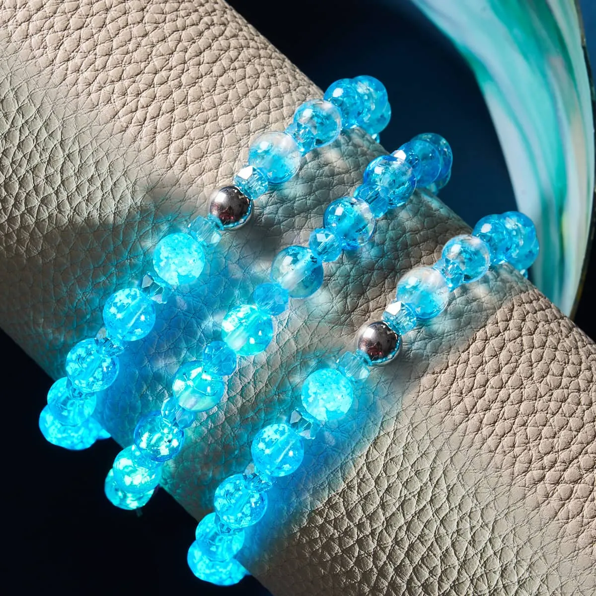 Aquamarine Ice | Firefly Glass Snow Globe Bracelet