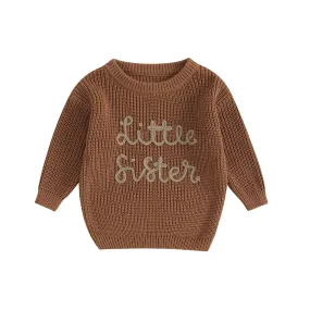 Baby Girls Deluxe Sweater - LITTLE SISTER - to 18M