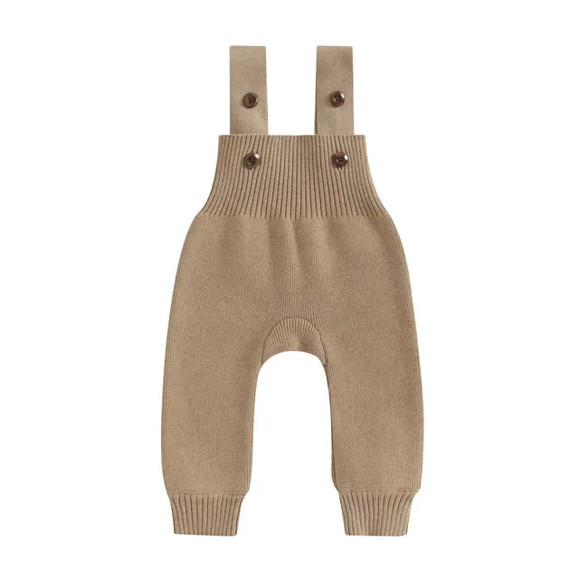 Baby/Toddler Sweater Knit Button Close Suspender Jumpsuit  Boys Girls