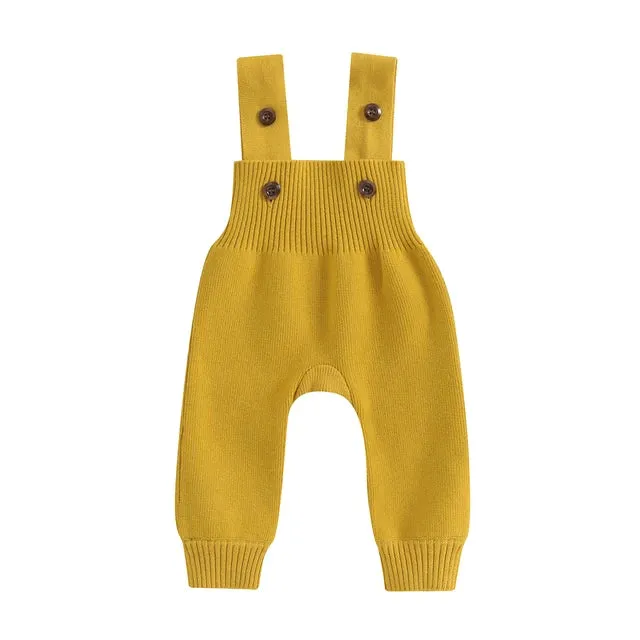 Baby/Toddler Sweater Knit Button Close Suspender Jumpsuit  Boys Girls