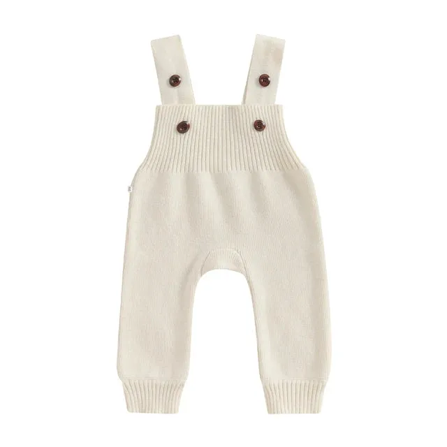 Baby/Toddler Sweater Knit Button Close Suspender Jumpsuit  Boys Girls