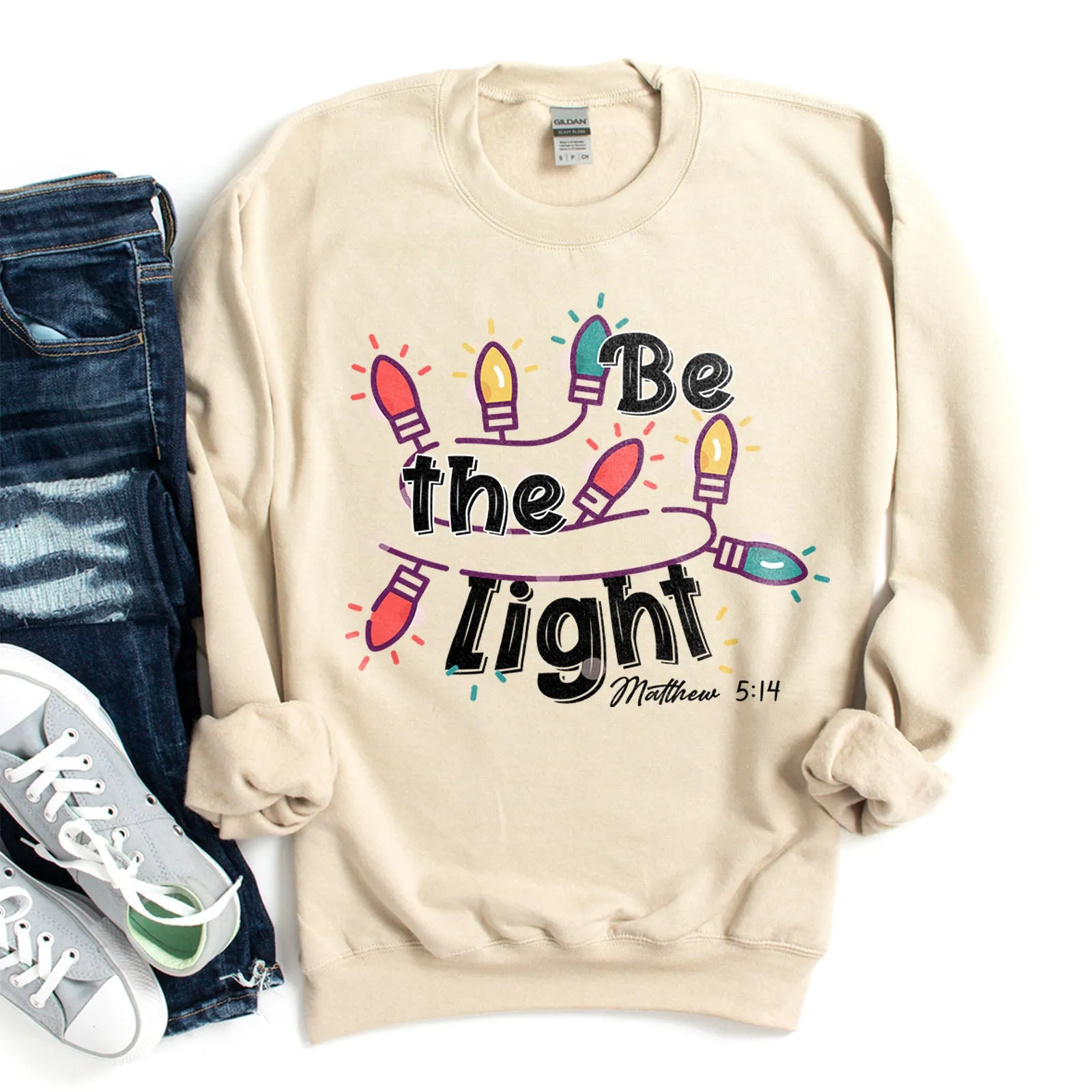 Be The Light Christmas Lights Sweatshirt