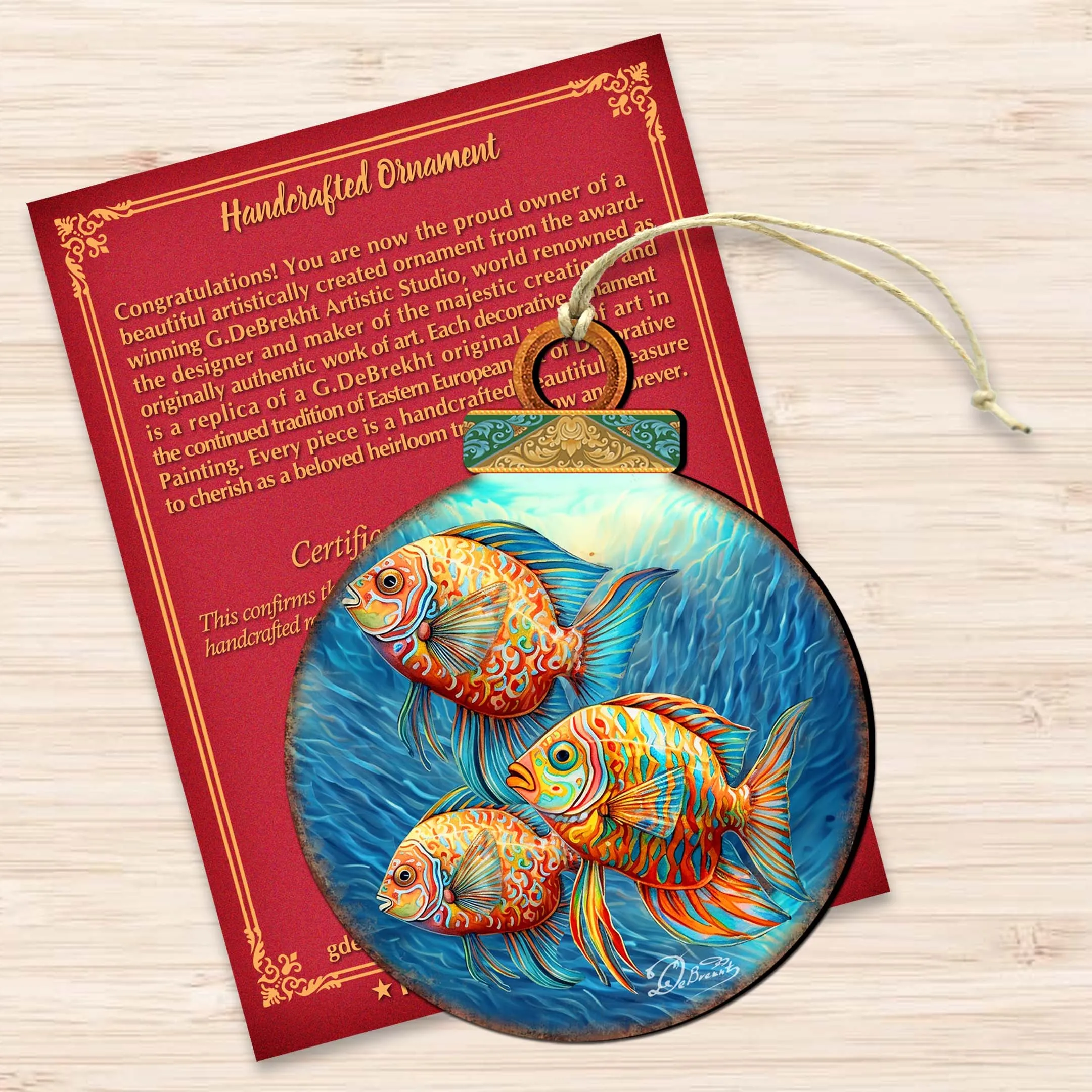 Beach Themed Ornaments - Rainbow Fish Wooden Ornaments by G.Debrekht | Coastal Holiday Decor - 8688178