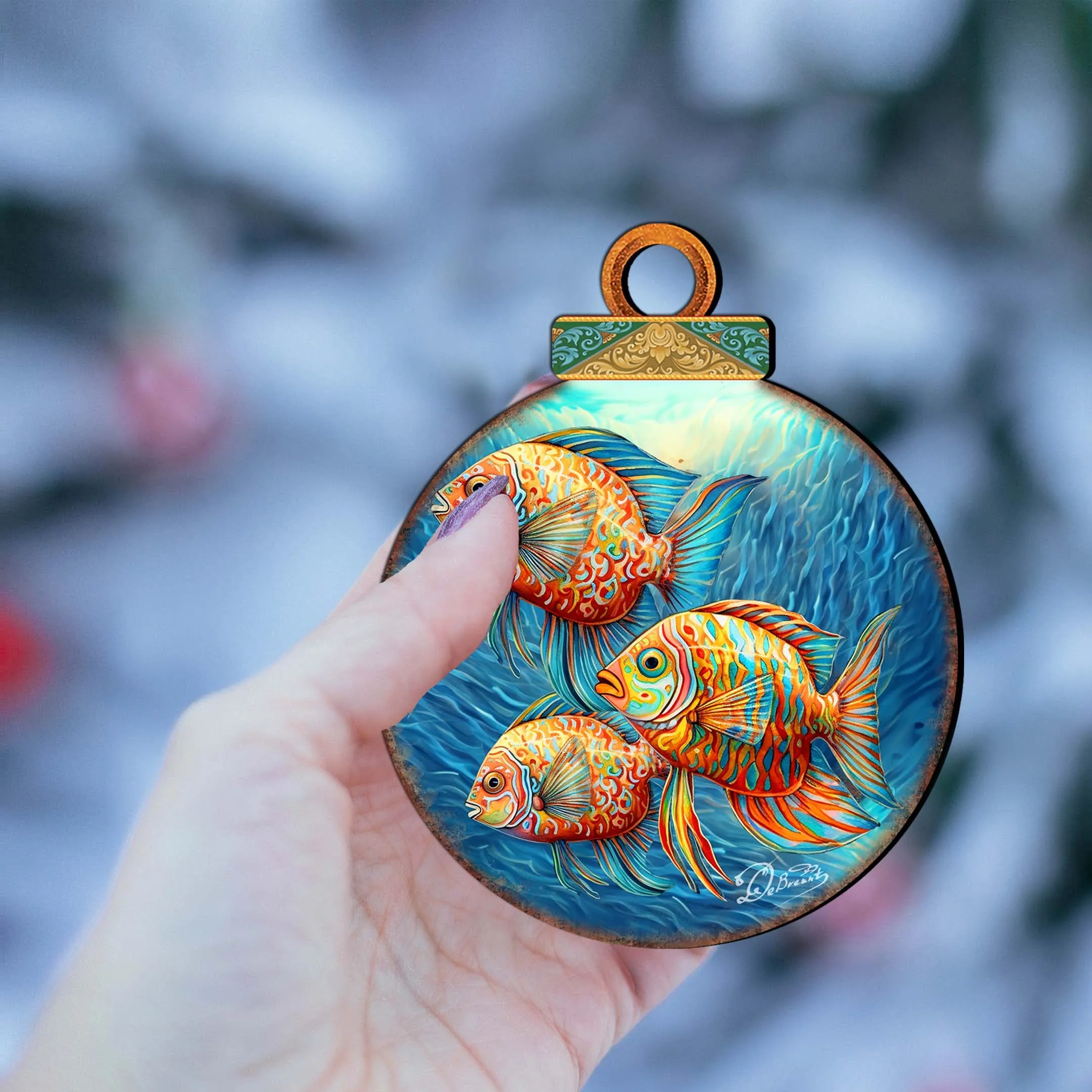 Beach Themed Ornaments - Rainbow Fish Wooden Ornaments by G.Debrekht | Coastal Holiday Decor - 8688178