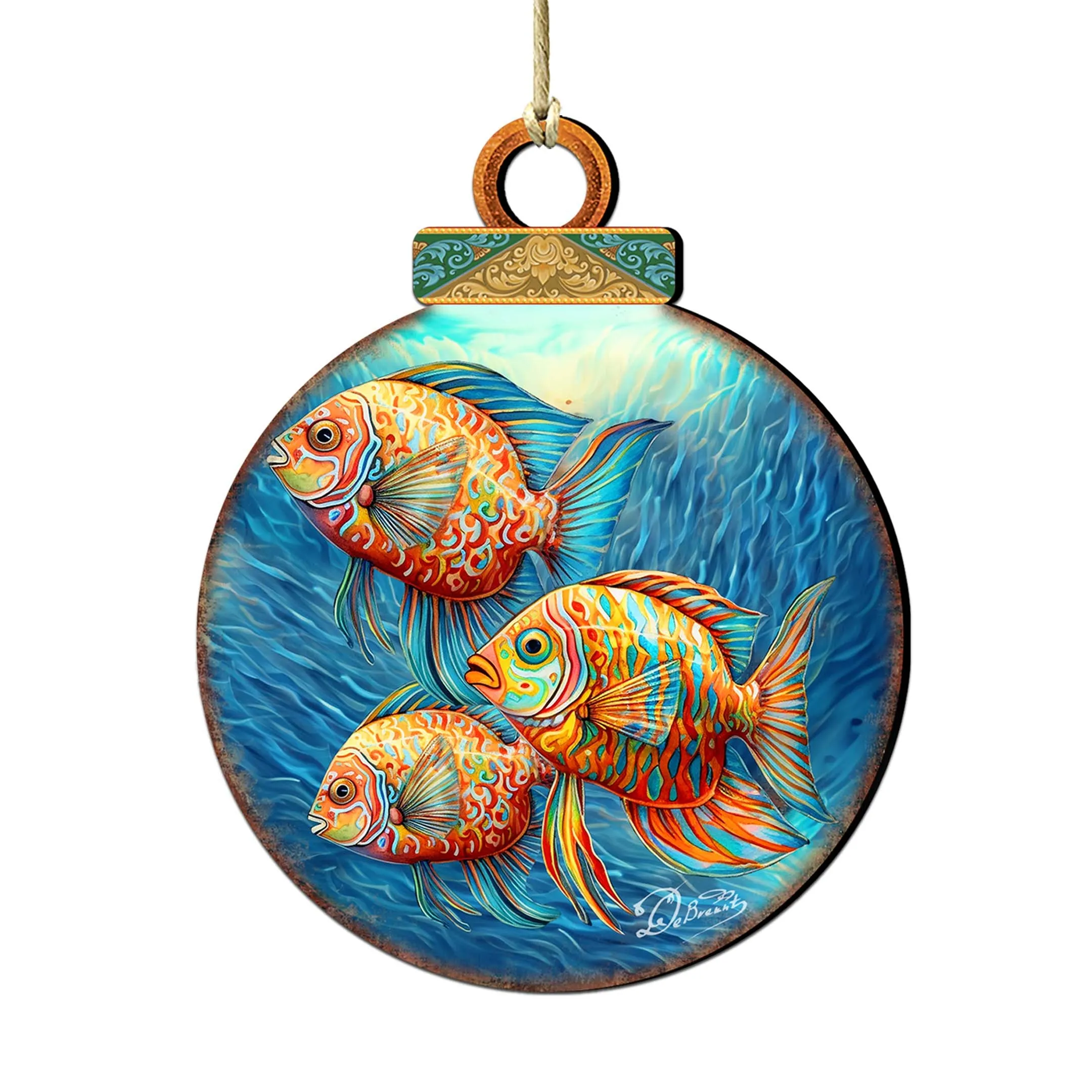 Beach Themed Ornaments - Rainbow Fish Wooden Ornaments by G.Debrekht | Coastal Holiday Decor - 8688178