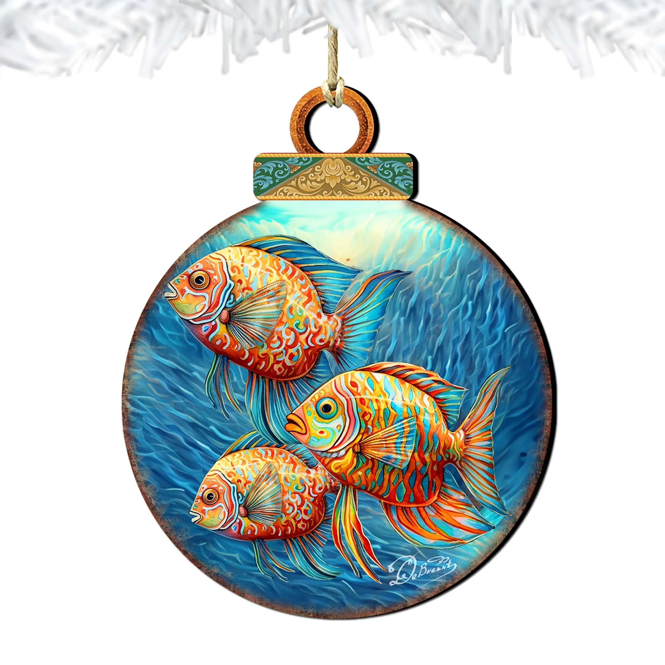 Beach Themed Ornaments - Rainbow Fish Wooden Ornaments by G.Debrekht | Coastal Holiday Decor - 8688178