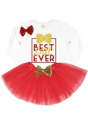 Best Gift Ever Tutu Outfit - Red & Gold