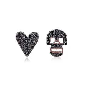 BLACK DIAMOND  SKULL AND HEART EARRINGS