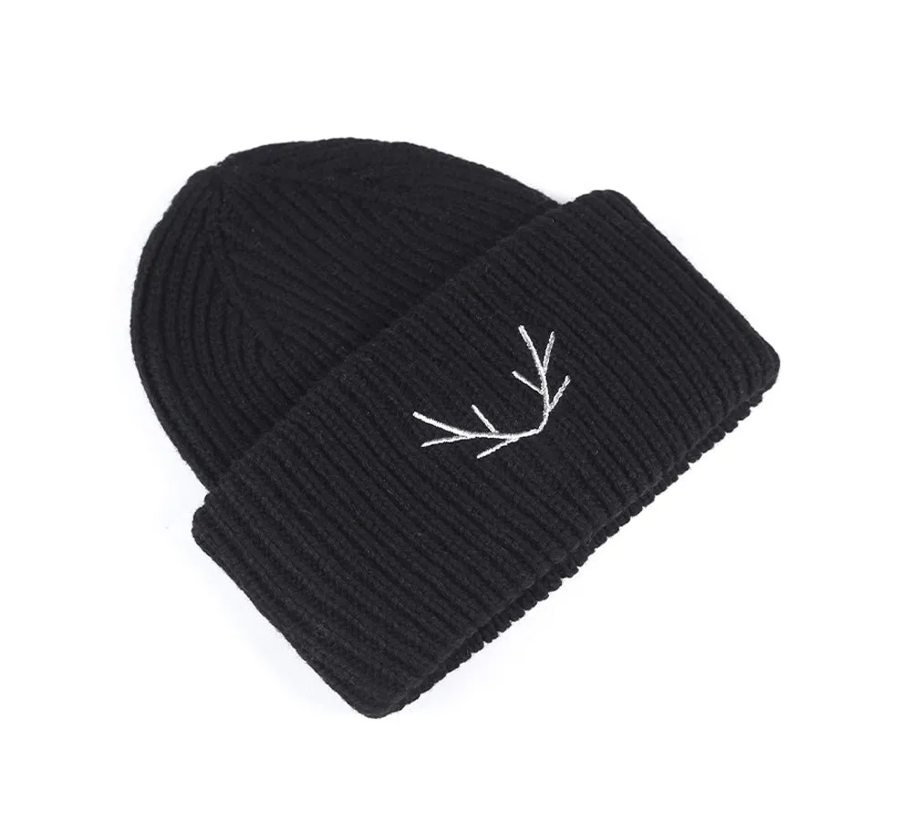 Black Winter Knit Beanie Hat