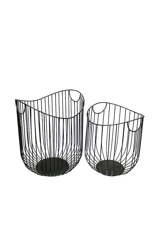 BOVI HOME | Black Metal Baskets Set of 2