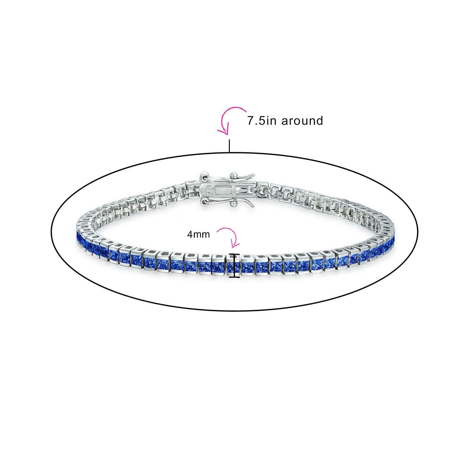 Bridal AAA CZ Solitaire Round Tennis Bracelet Sterling Silver 7.5-8"