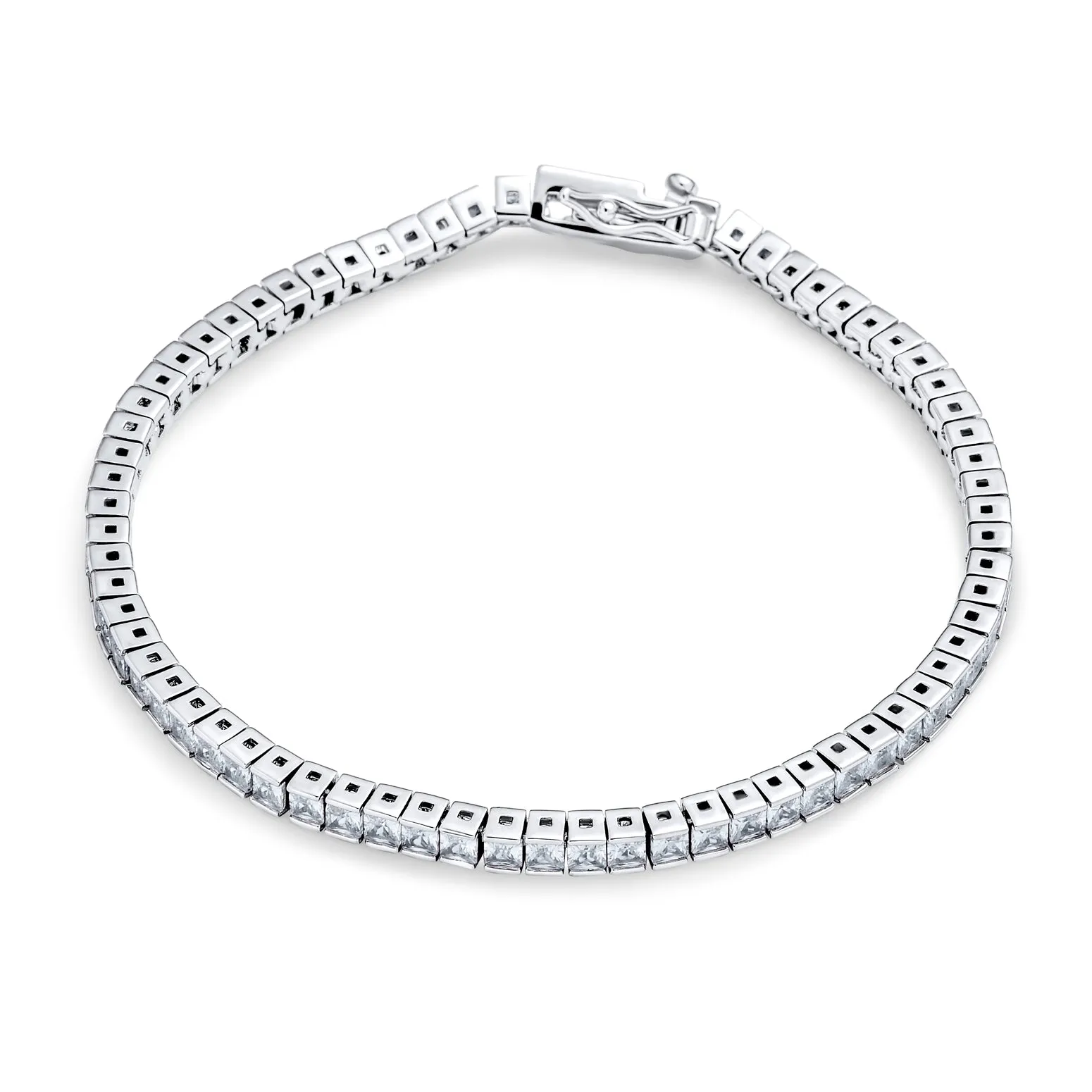 Bridal AAA CZ Solitaire Round Tennis Bracelet Sterling Silver 7.5-8"