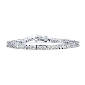 Bridal AAA CZ Solitaire Round Tennis Bracelet Sterling Silver 7.5-8"