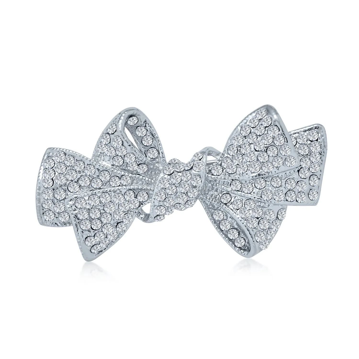 Bridal Bow Ribbon Pave Crystal Wedding Bridal Brooch Pin