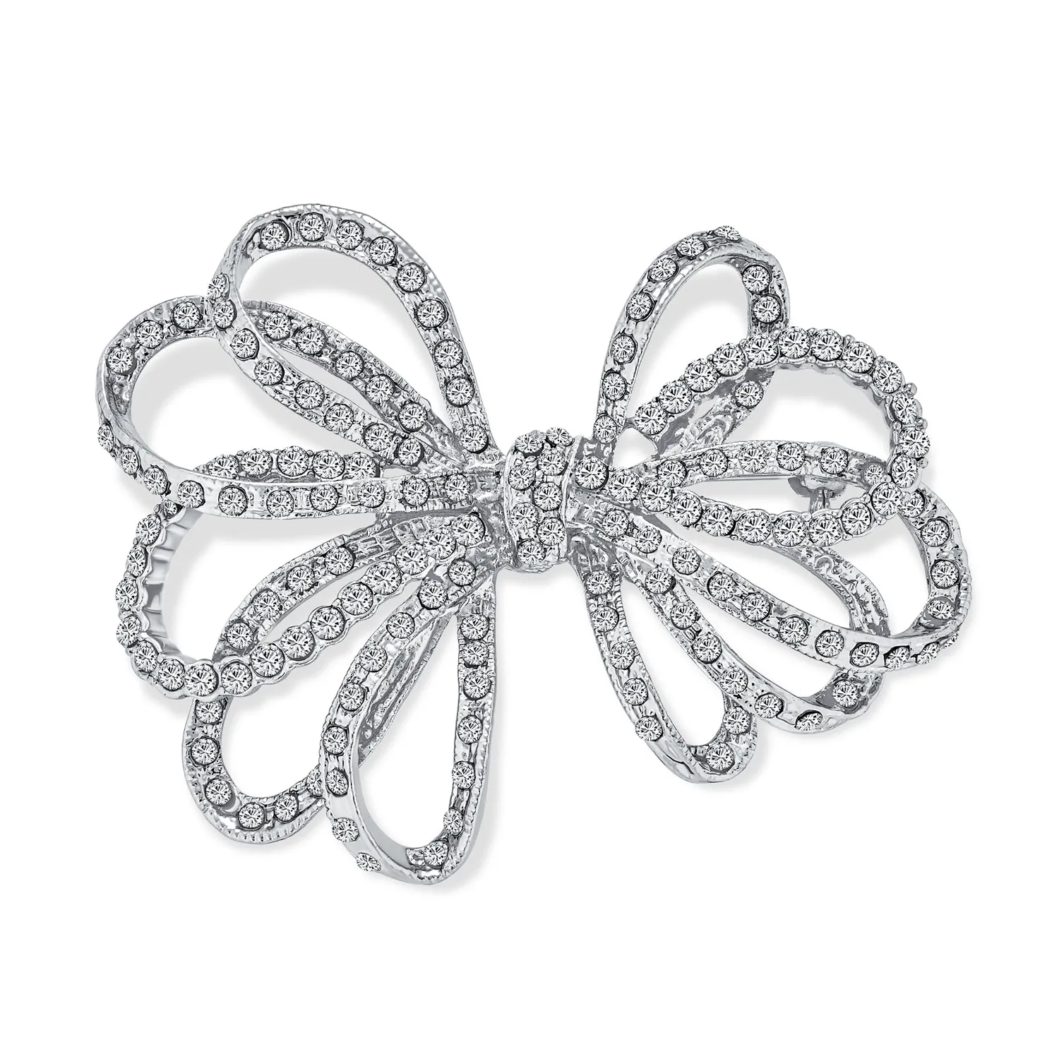 Bridal Bow Ribbon Pave Crystal Wedding Bridal Brooch Pin