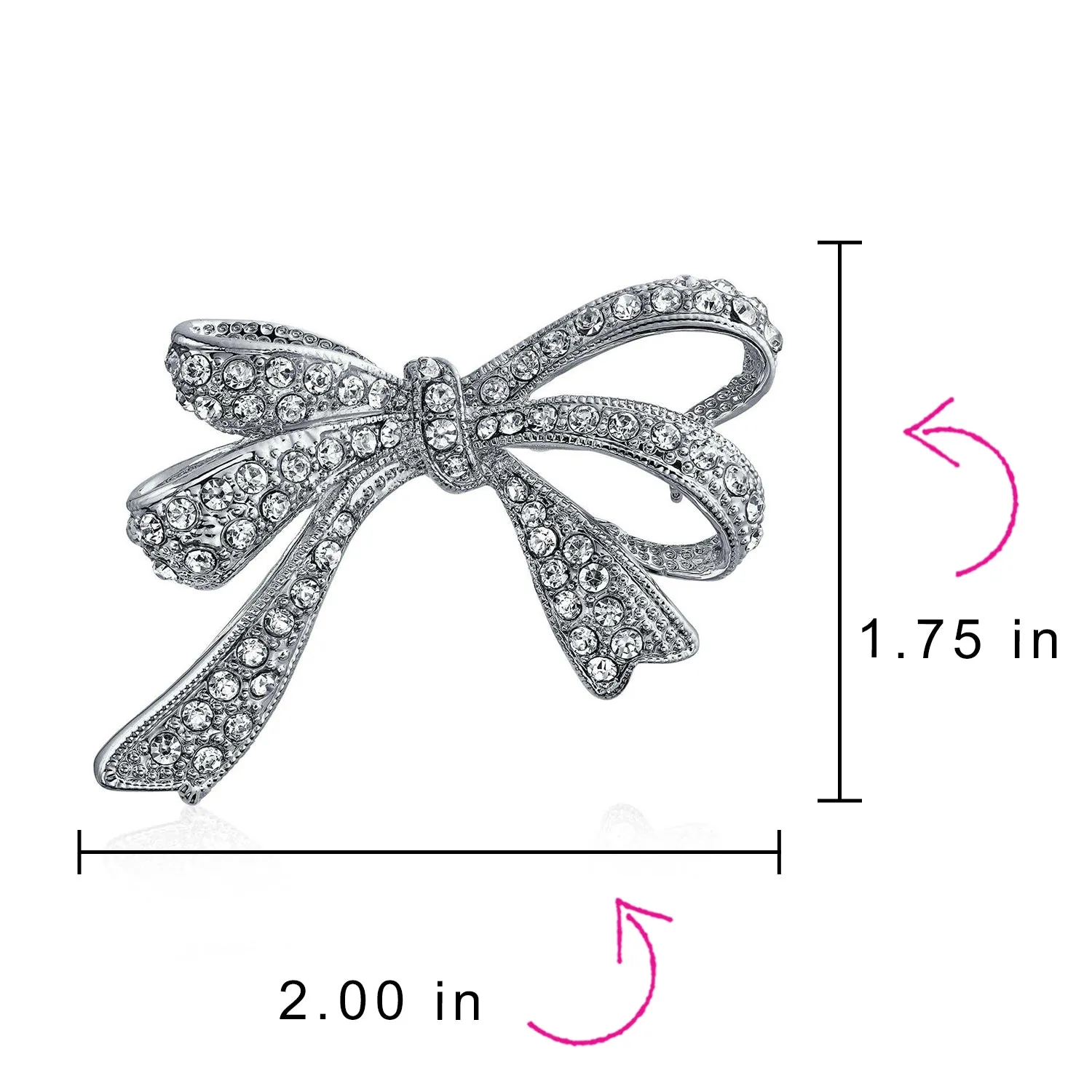 Bridal Bow Ribbon Pave Crystal Wedding Bridal Brooch Pin