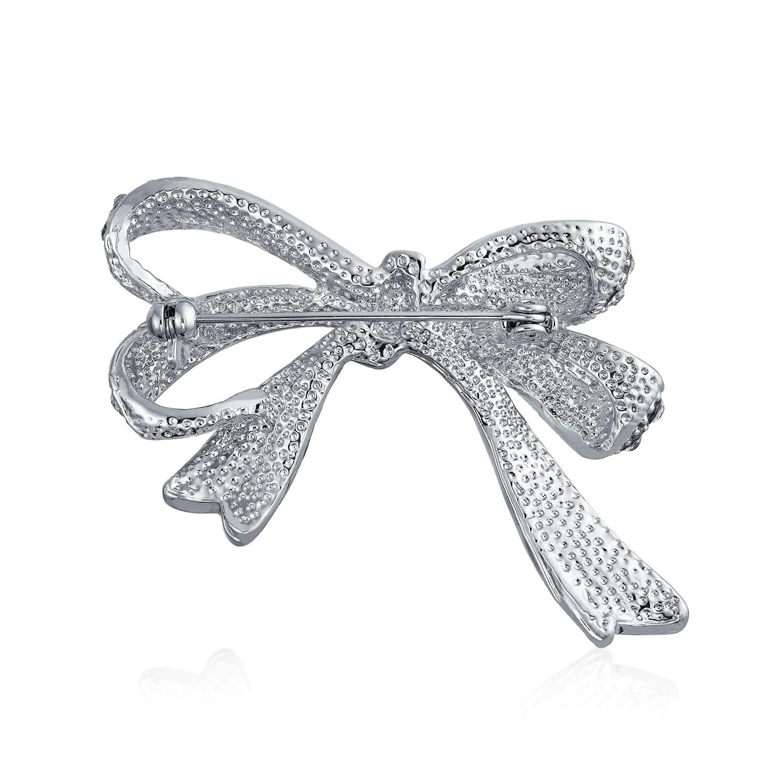 Bridal Bow Ribbon Pave Crystal Wedding Bridal Brooch Pin