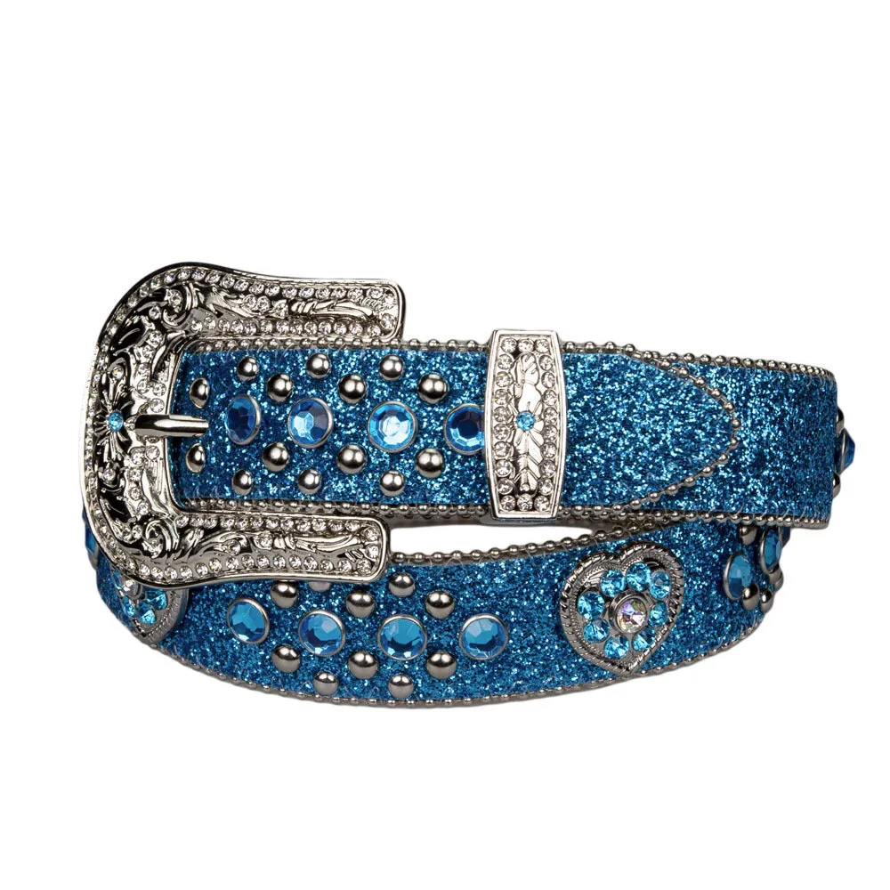 Brigalow Girls Turquoise Sparkling with Heart Concho Belt - 400