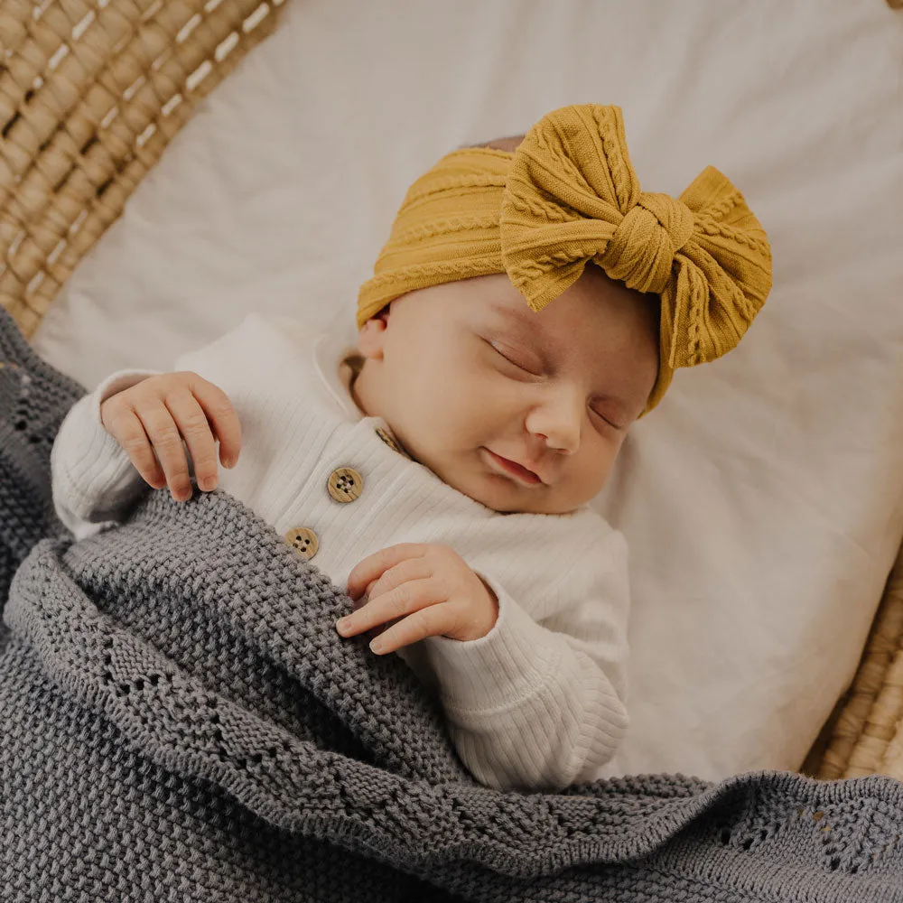 Cable Bow Headband - Mustard