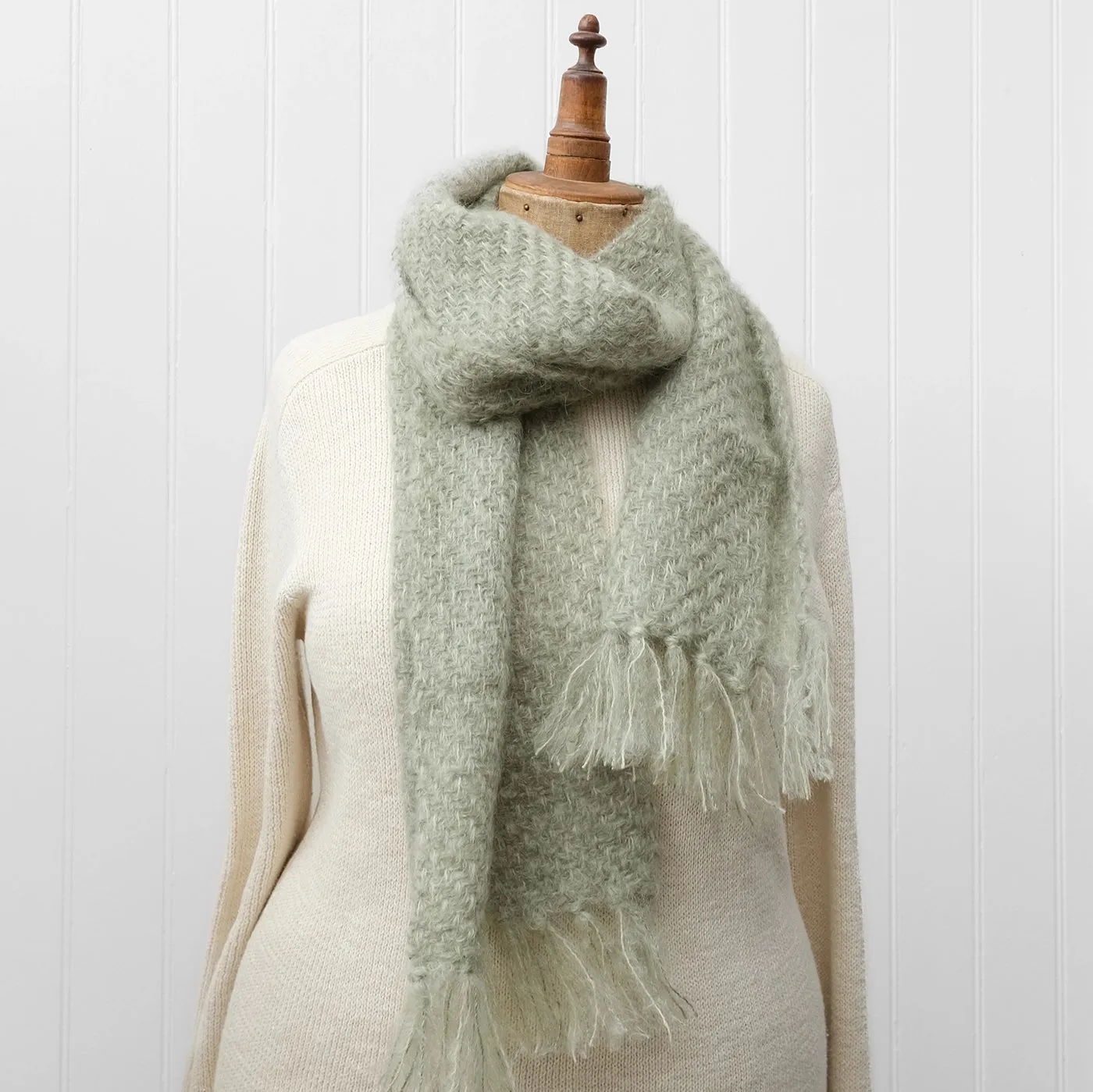 Celadon Handwoven Mohair Scarf