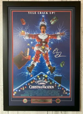 Chevy Chase National Lampoon's Christmas Vacation Autographed 20" X 24" Movie Poster  - Framed