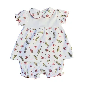 Christmas candy canes and bows Pima Cotton Baby girl dress