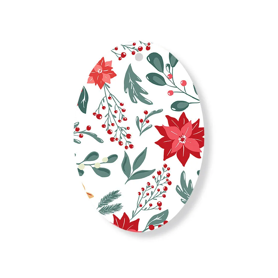 Christmas Decorations DECK THE HALLS II- Wooden Xmas Oval Decoration and Fridge Magnet