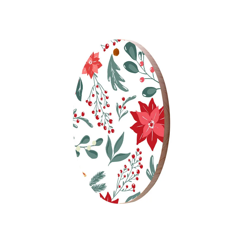 Christmas Decorations DECK THE HALLS II- Wooden Xmas Oval Decoration and Fridge Magnet