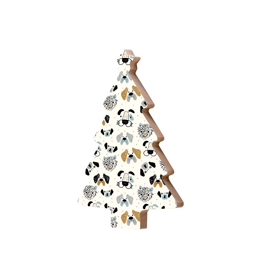 Christmas Decorations DOG PATTERN- Wooden Xmas Tree And Fridge Magnet