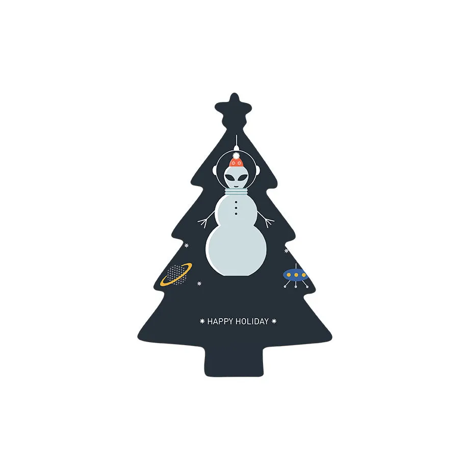 Christmas Decorations HAPPY ALIEN- Wooden Xmas Tree And Fridge Magnet