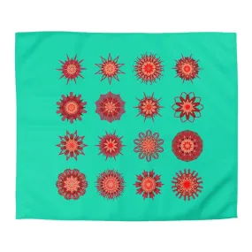 Christmas Handmade Mandala Art Duvet Cover - Aqua Background