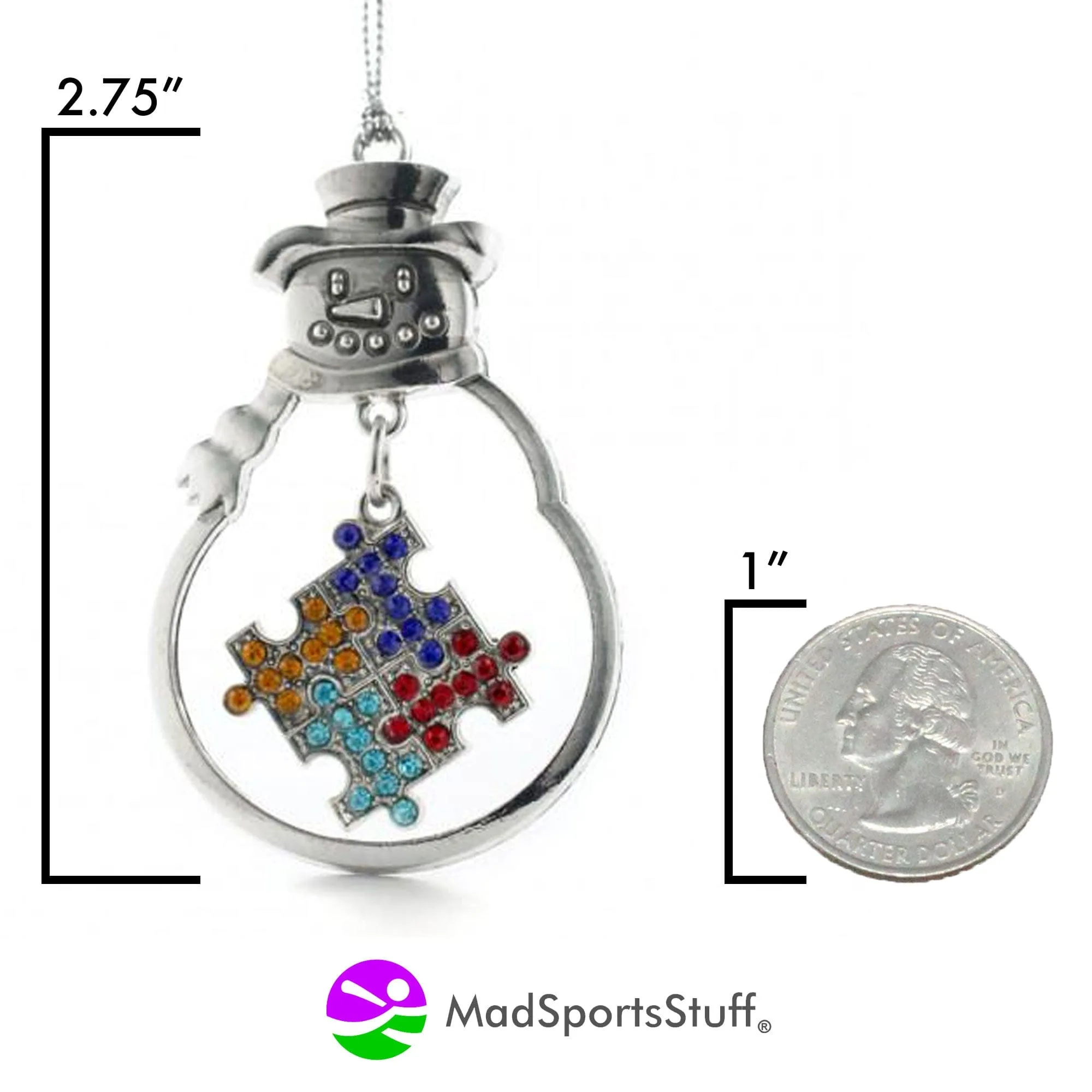 Christmas Ornament with Crystal Autism Puzzle Piece Symbol