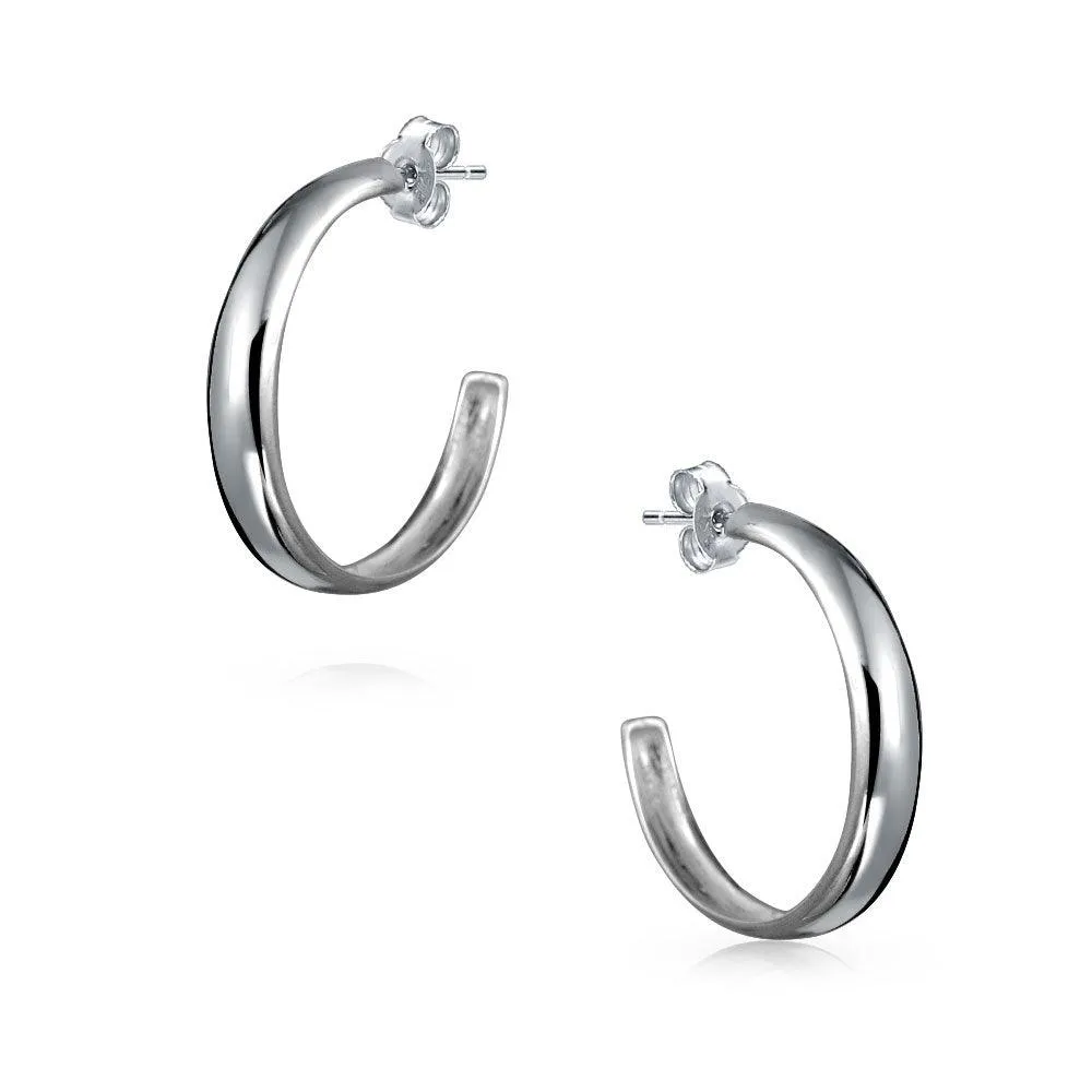 Classic Bali Boho Round Two Tone or Plain Stud Hoop Earrings 925 Sterling Silver