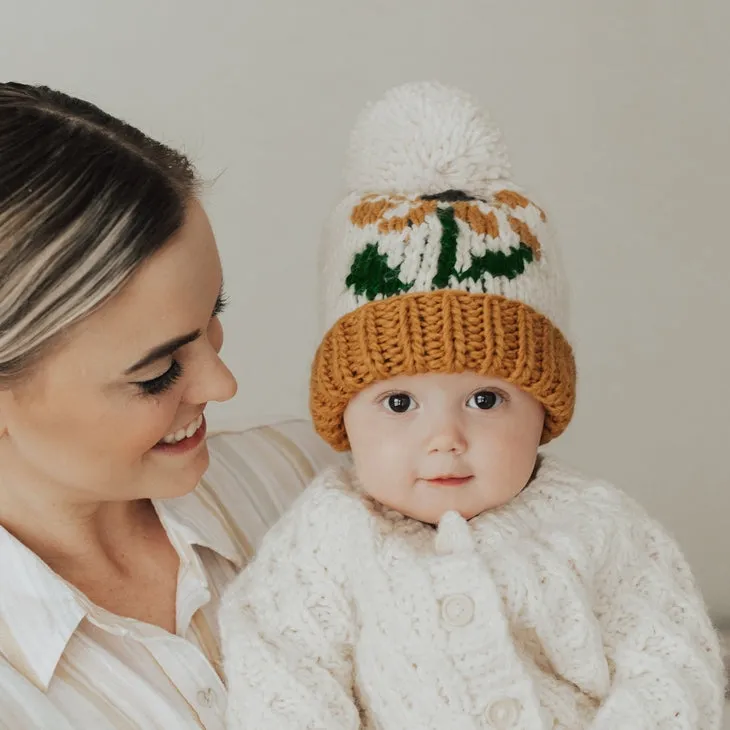 Cornflower Hand Knit Beanie Hat - Gold