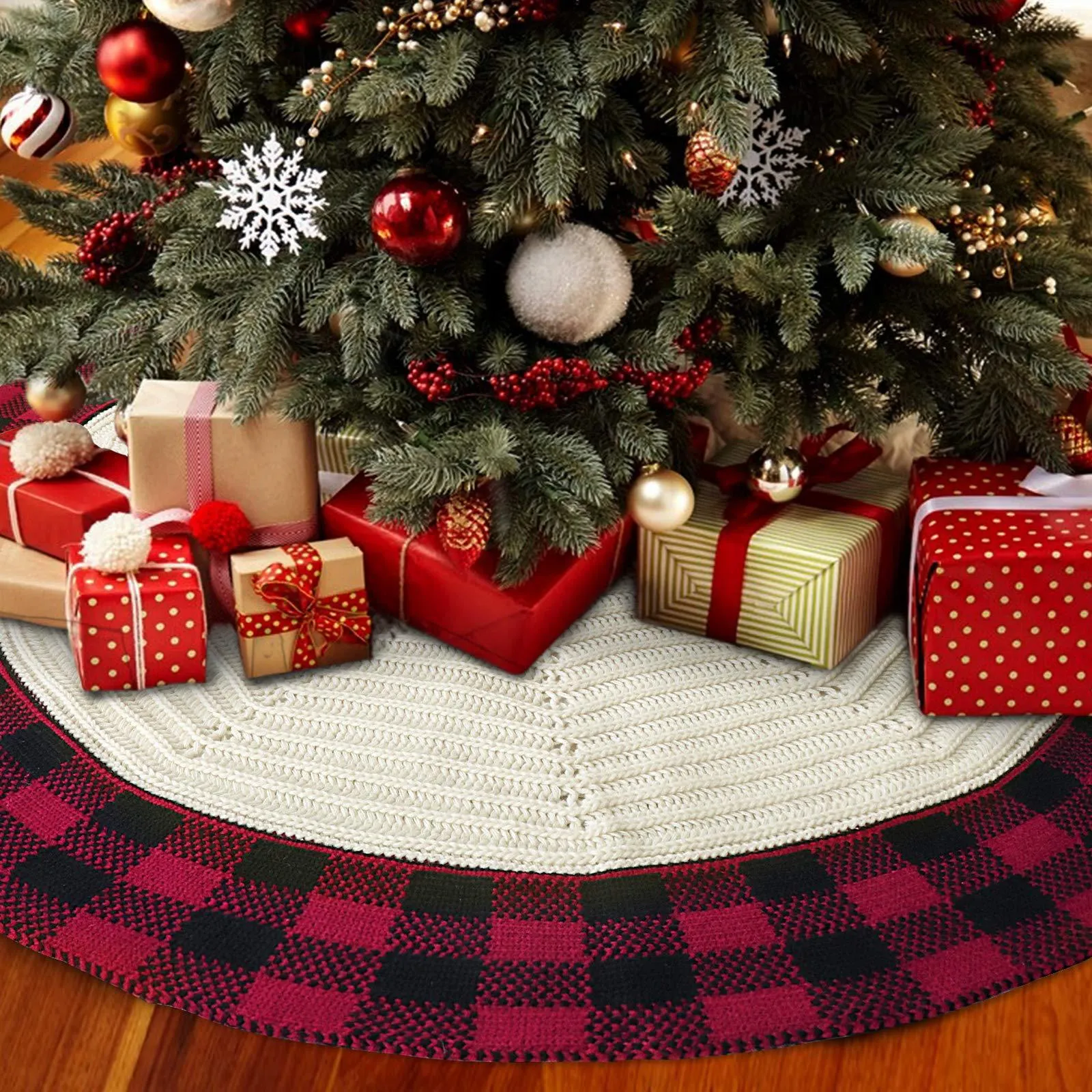 Cozy Knitted Christmas Tree Skirt