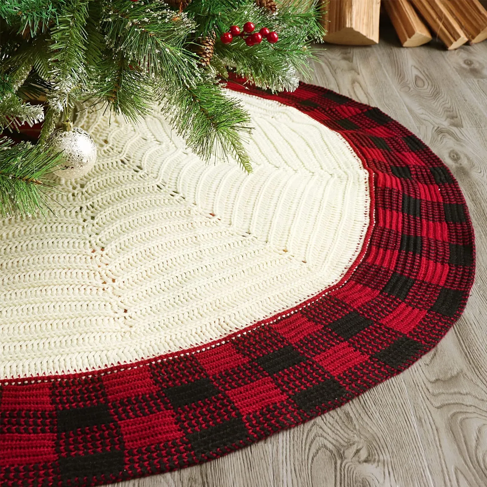 Cozy Knitted Christmas Tree Skirt