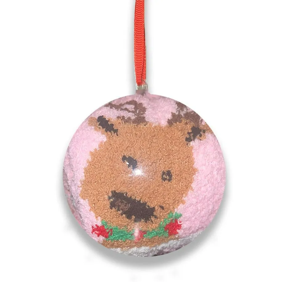 Cozy Reindeer Fuzzy Sock Ornament