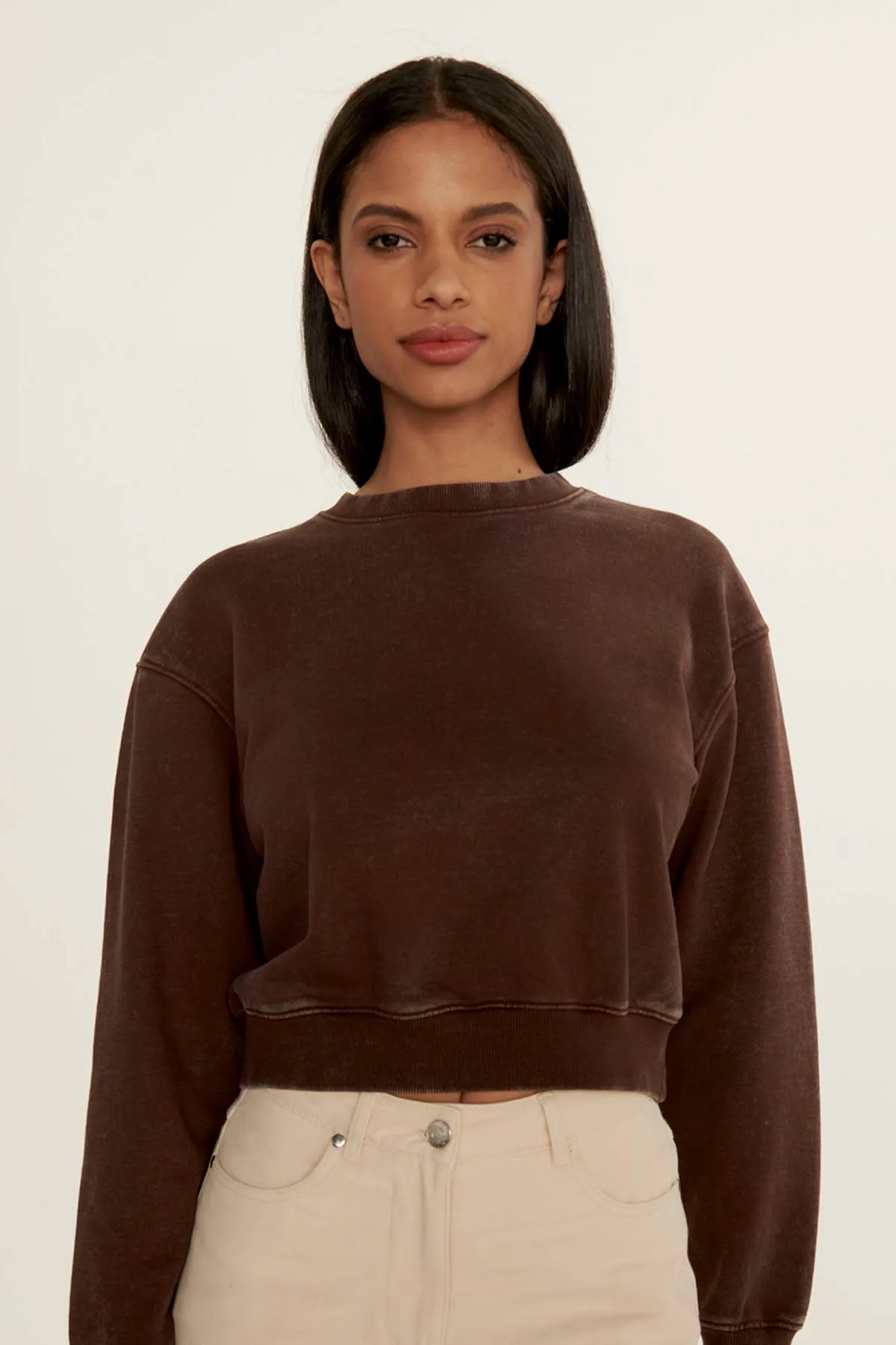 CROP CREW NECK SWEATER