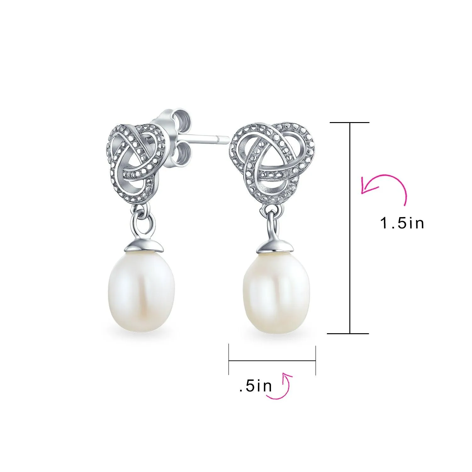 Crystal Drop Lever back Imitation Pearl Dangle Earring Sterling Silver