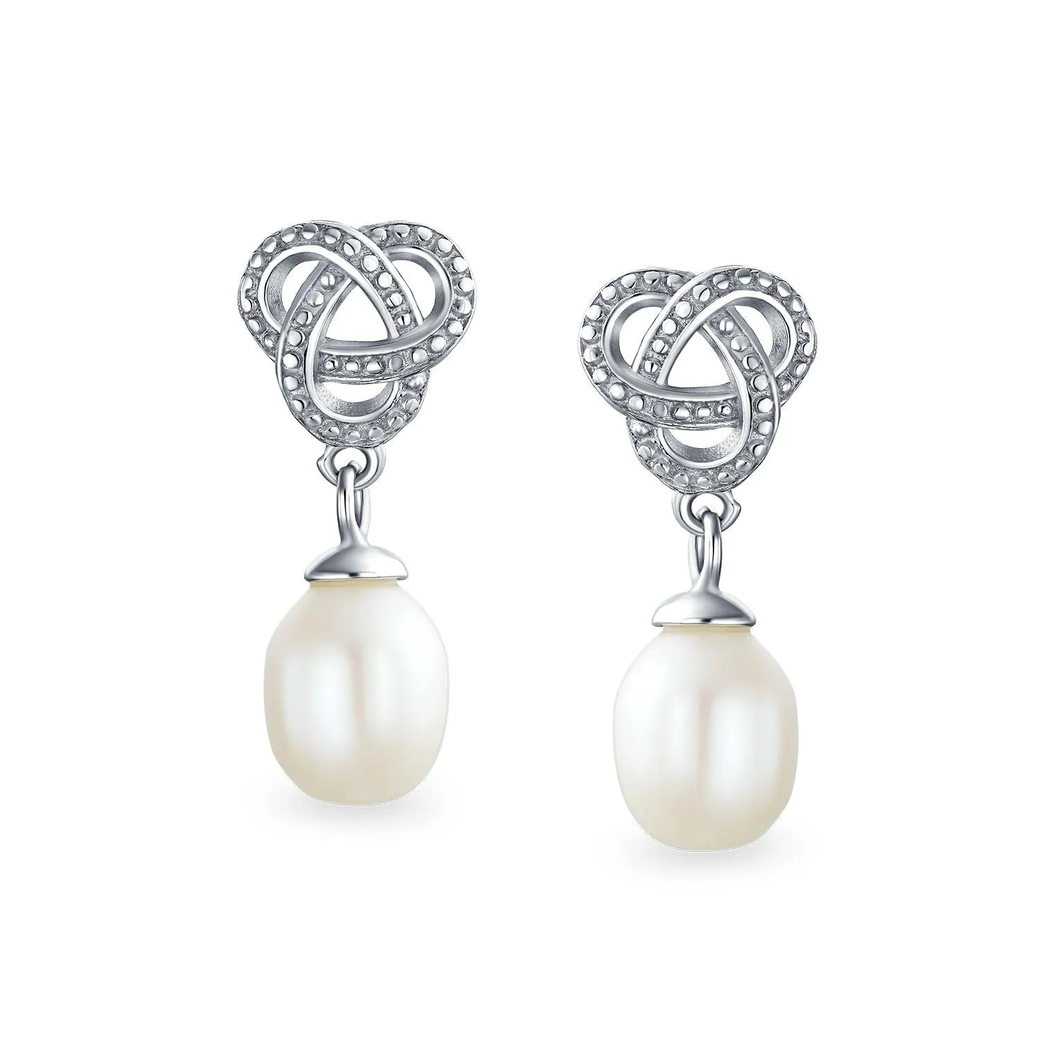 Crystal Drop Lever back Imitation Pearl Dangle Earring Sterling Silver