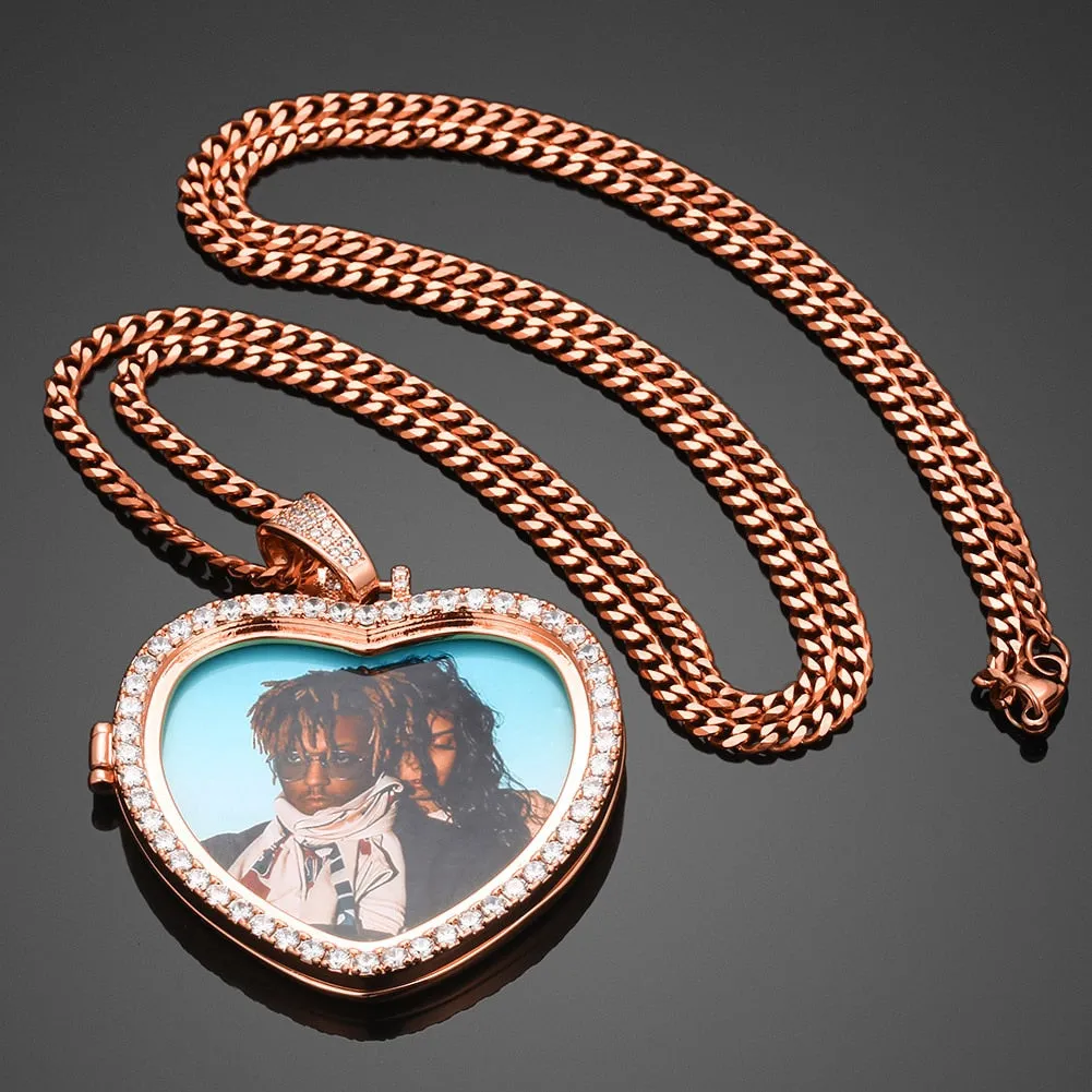 Custom Heart Photo Medallions Necklace Christmas Gifts For Men