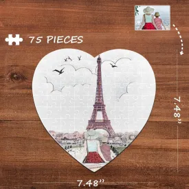 Custom Photo Tower Heart-Shaped Jigsaw Puzzle Best Indoor Gifts For Lover 75 Pieces