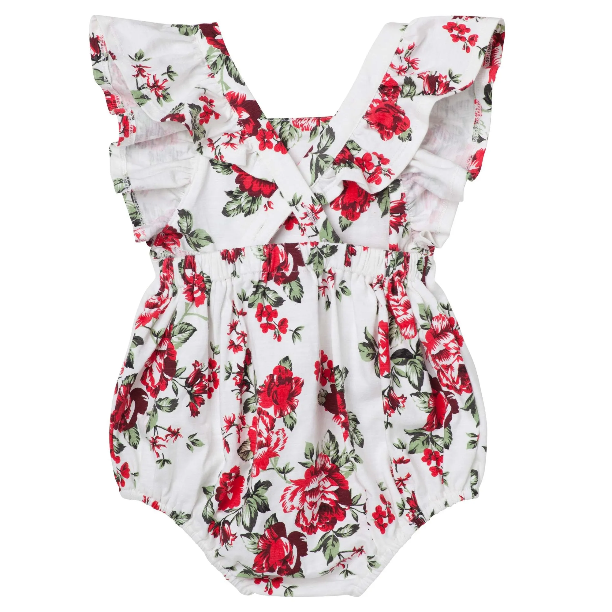 Designer Kidz Pearl Floral Luna Romper - Red (Size 000-2)