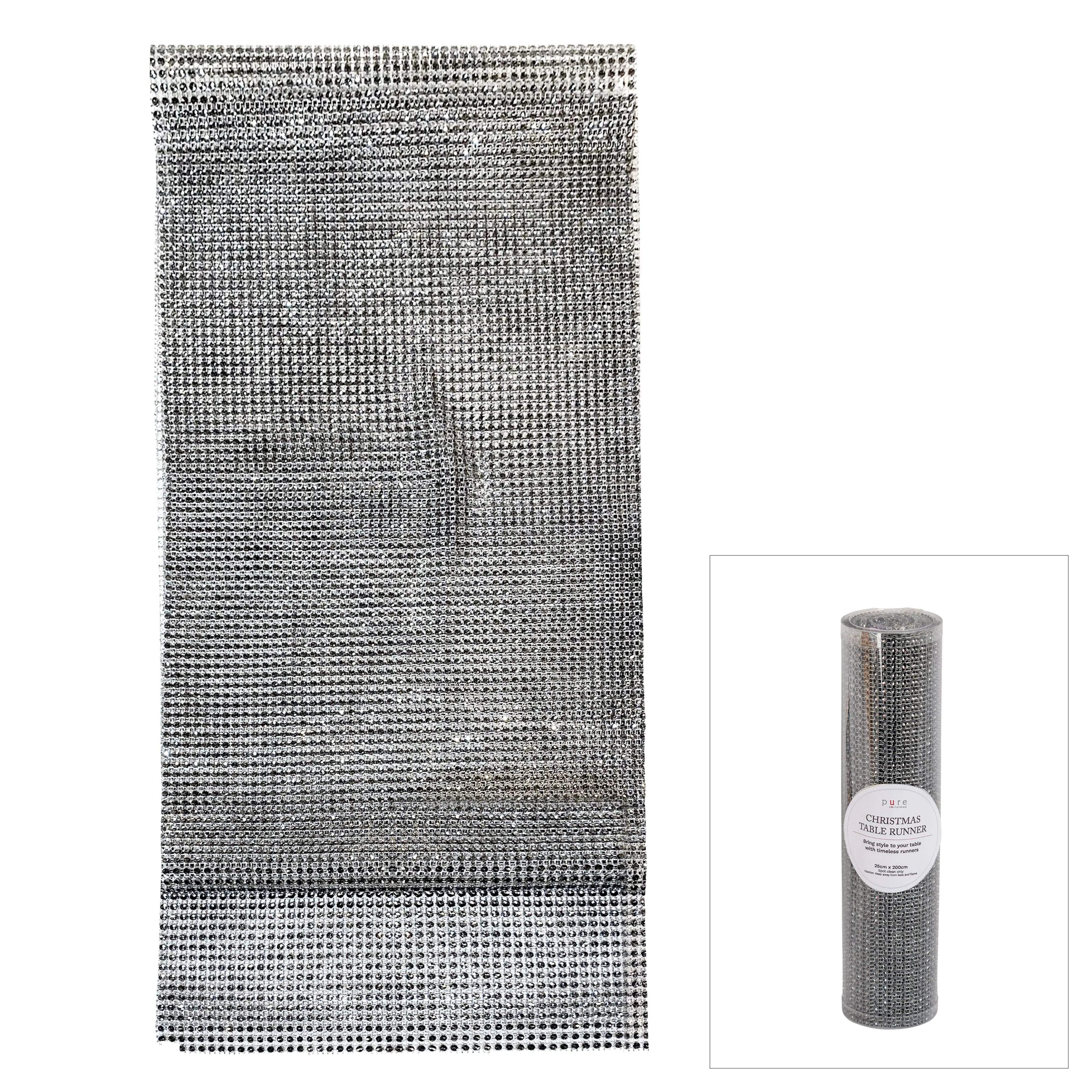 Diamonte Dark Silver Table Runner